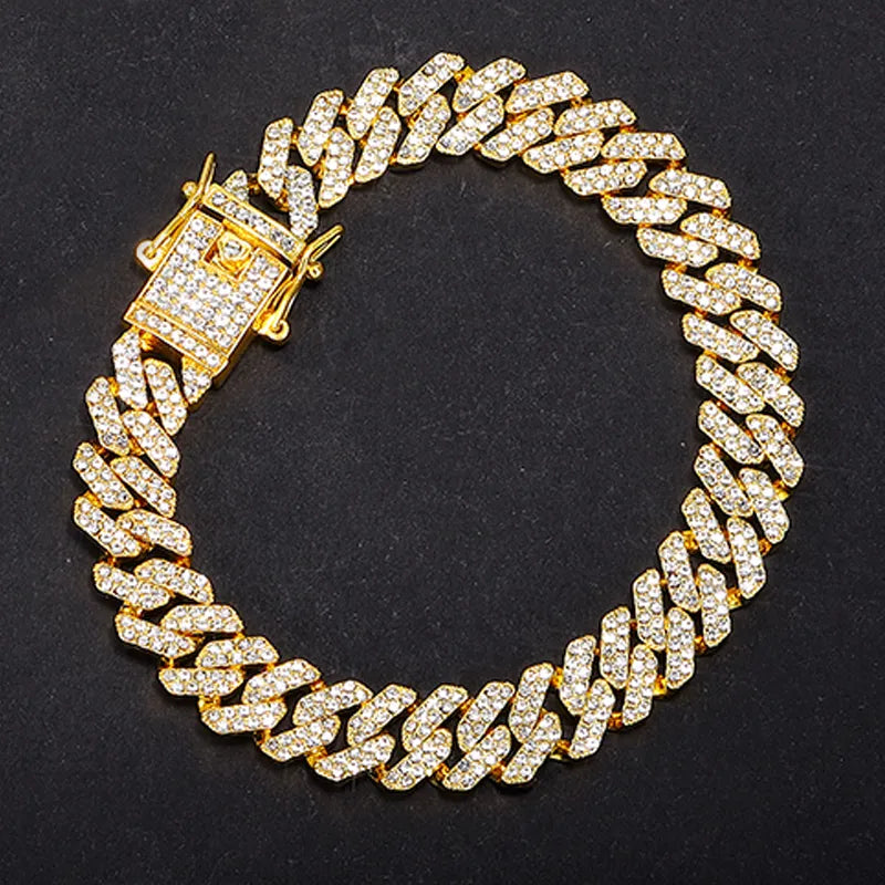 8mm Miami Cuban Bracelet with Iced Out Clasp - Gold – Huerta Jewelry